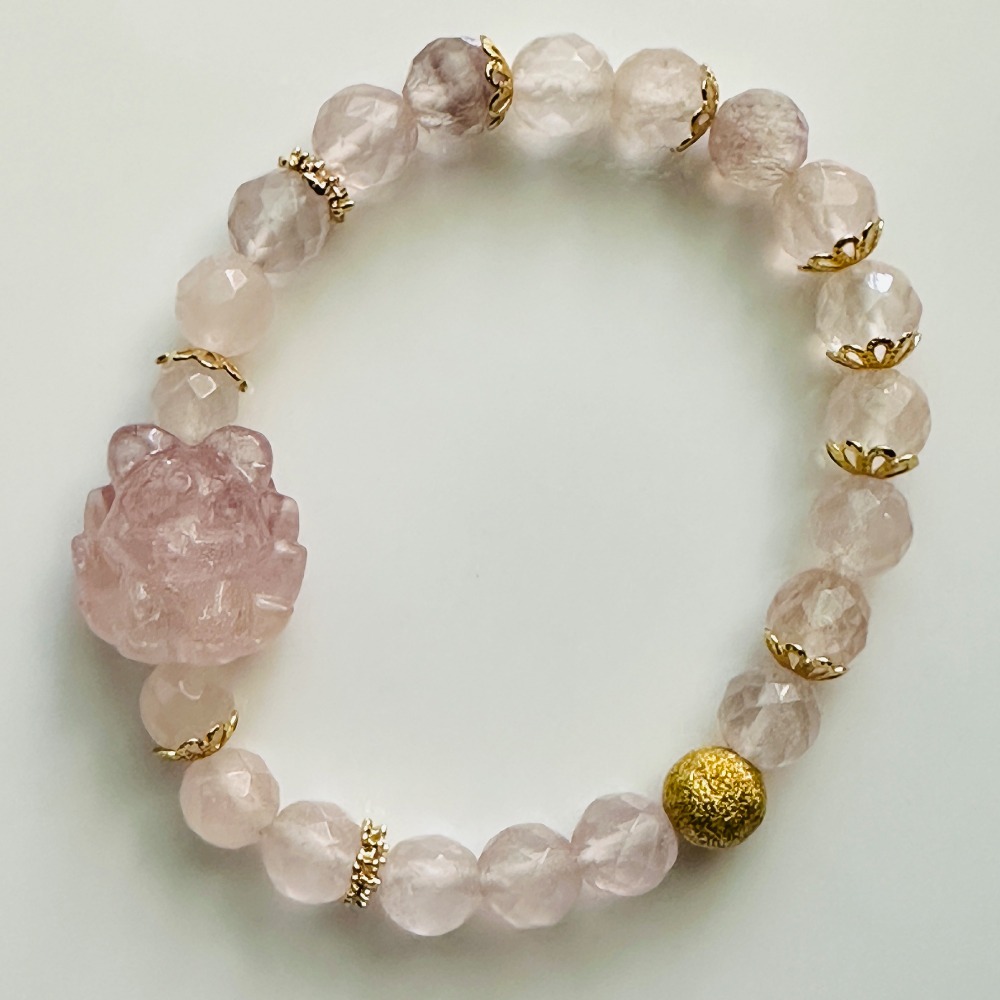 九尾狐幸福人緣粉晶水晶手鍊-細節圖3