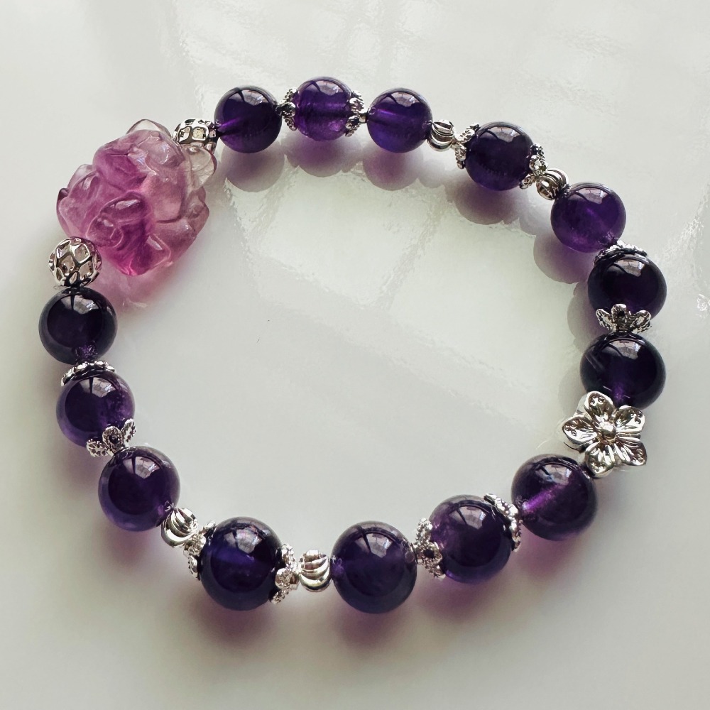 九尾狐貴人運紫水晶水晶手鍊-細節圖2