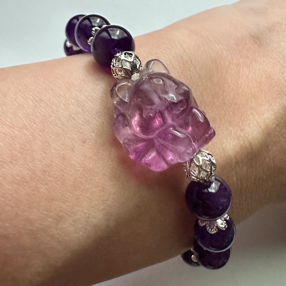 九尾狐貴人運紫水晶水晶手鍊-細節圖3