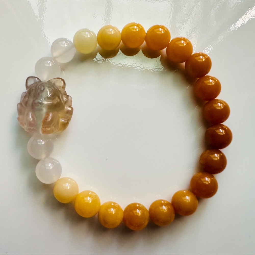 九尾狐招財黃瑩石黃玉水晶手鍊-細節圖4