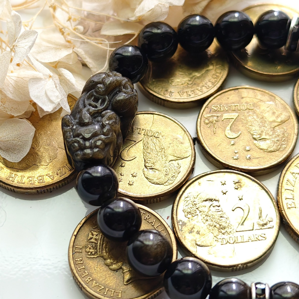 黑曜石貔貅開運水晶手鍊-細節圖4