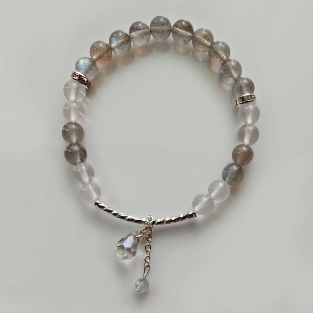 藍灰幻光拉長石銀環手鍊-細節圖3