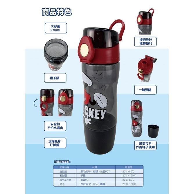 Disney 系列兩用直飲水瓶 570ml 微透明款/3y+可放茶包濾網分層/-細節圖3