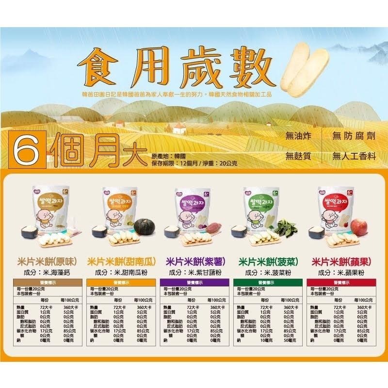 韓爸田園日記 米片米餅/手指米棒(20g/包)6M+-細節圖9