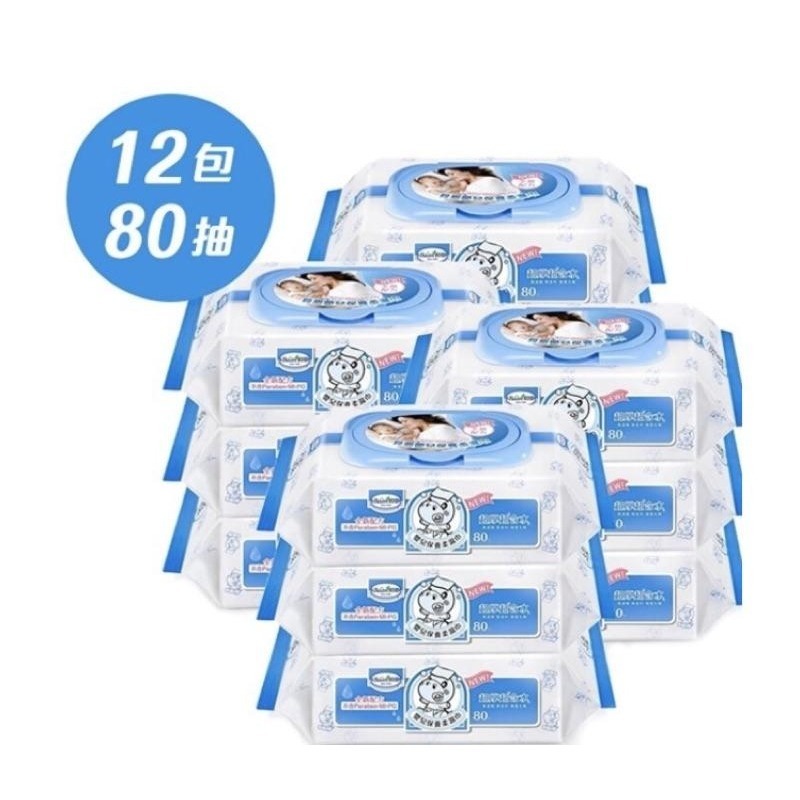 💕貝恩純水濕紙巾 超值搭配 - 嬰兒保養柔濕巾80抽/12包+20抽/12包-細節圖2