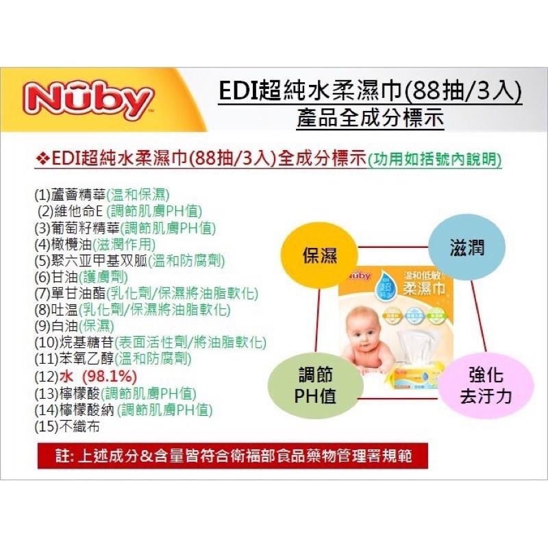 箱購 Nuby EDI 超純水柔濕巾/超厚實不織布/觸感柔軟 88抽/包24包-細節圖4