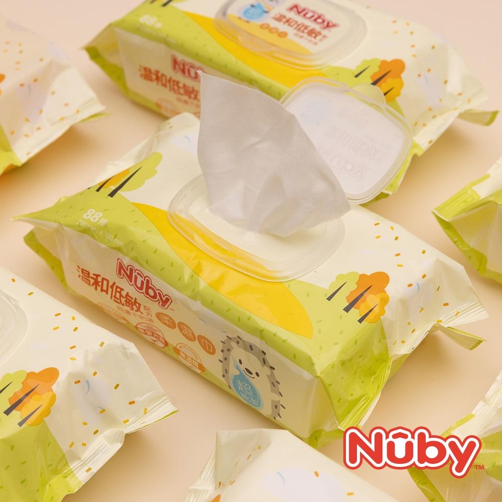 新包裝 Nuby EDI 超純水柔濕巾/超厚實不織布/觸感柔軟 88抽/包，一串3包-細節圖2