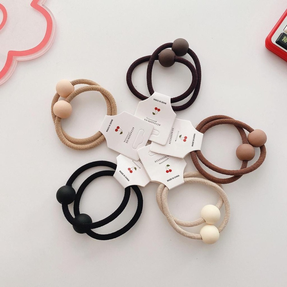 高彈力百搭基礎款馬尾法師發圈2入一對 /磨砂珠少女心丸子頭皮筋 韓風-細節圖3