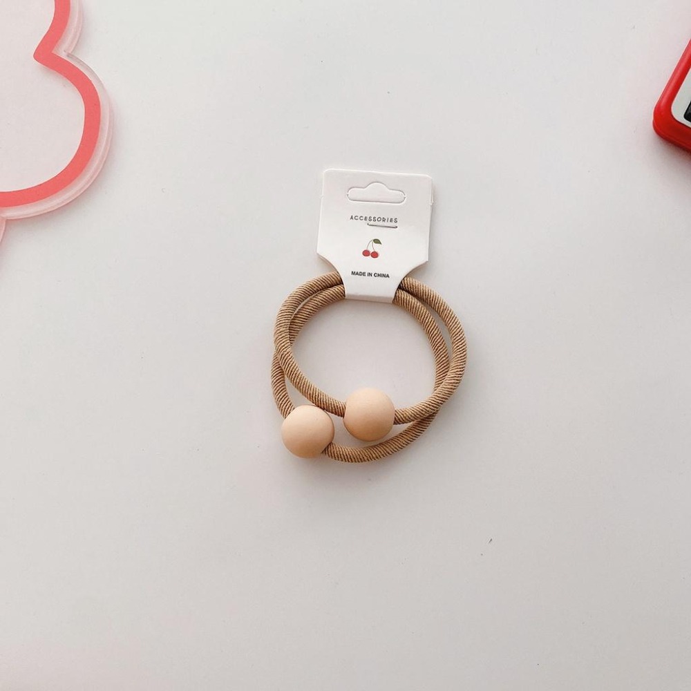 高彈力百搭基礎款馬尾法師發圈2入一對 /磨砂珠少女心丸子頭皮筋 韓風-細節圖5