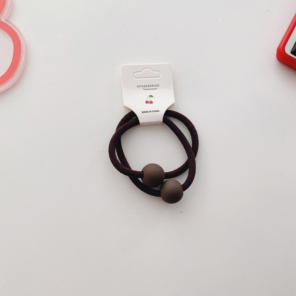 高彈力百搭基礎款馬尾法師發圈2入一對 /磨砂珠少女心丸子頭皮筋 韓風-細節圖6