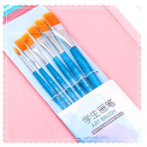 多頭木製筆桿 水彩丙烯筆刷 美術繪畫筆 尼龍毛油畫筆套裝 學生美術工具 6枝入-細節圖2