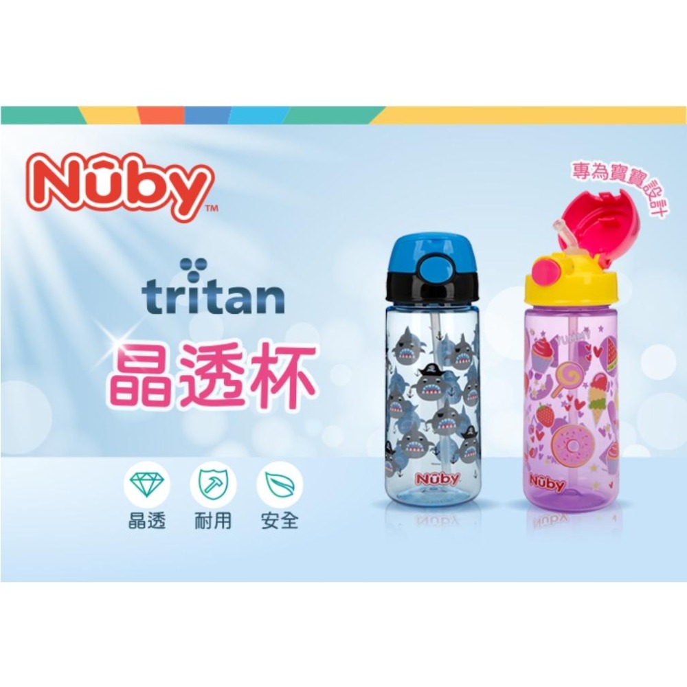 Nuby 晶透運動水杯(細吸管) / 532ml  隨行杯 大容量 便利握把 細吸管款 18M+-細節圖2