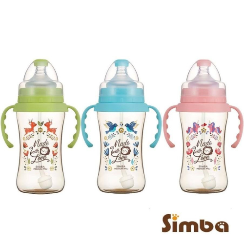Simba 小獅王辛巴 桃樂絲PPSU自動把手寬口雙凹中奶瓶270ml/果綠/天藍/粉紅