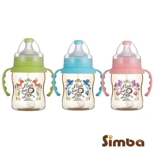 Simba 小獅王辛巴 桃樂絲PPSU自動把手寬口葫蘆小奶瓶200ml/果綠/天藍/粉紅
