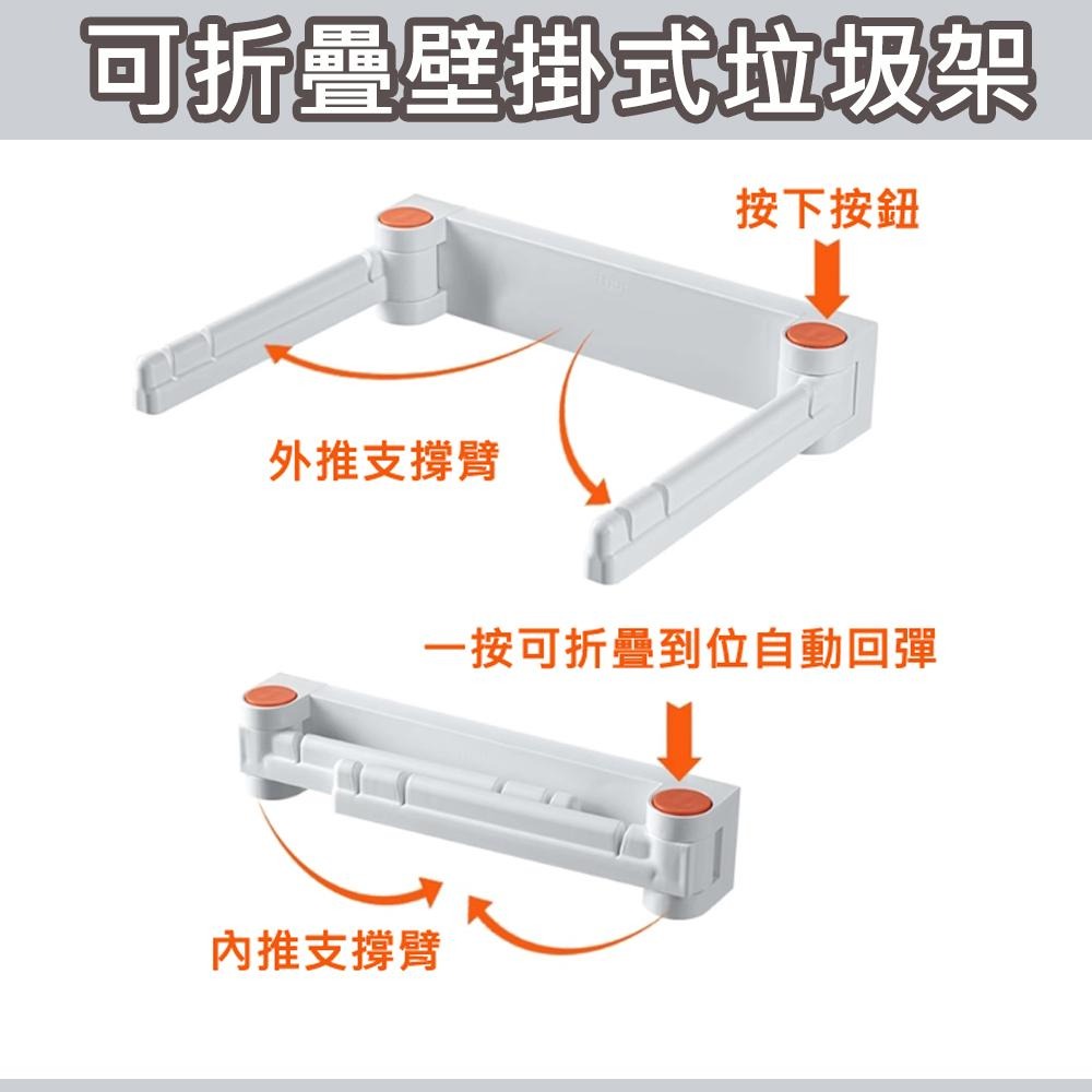 現貨 可折疊壁掛式垃圾架 不須穿孔 不挑牆面-細節圖2