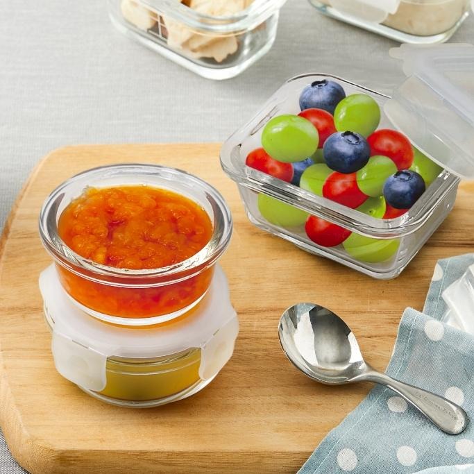 Lock&Lock 樂扣樂扣 二代耐熱玻璃保鮮盒 圓形-130ML / 方形-160ML(3入組) /副食品分裝盒-細節圖2