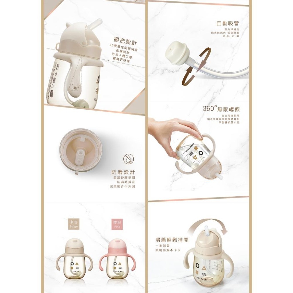 新品上市 KUKU PLUS 纯真之瞳寛口PPSU系列奶瓶 成長奶瓶/ 訓練杯/ 把手奶瓶-細節圖9