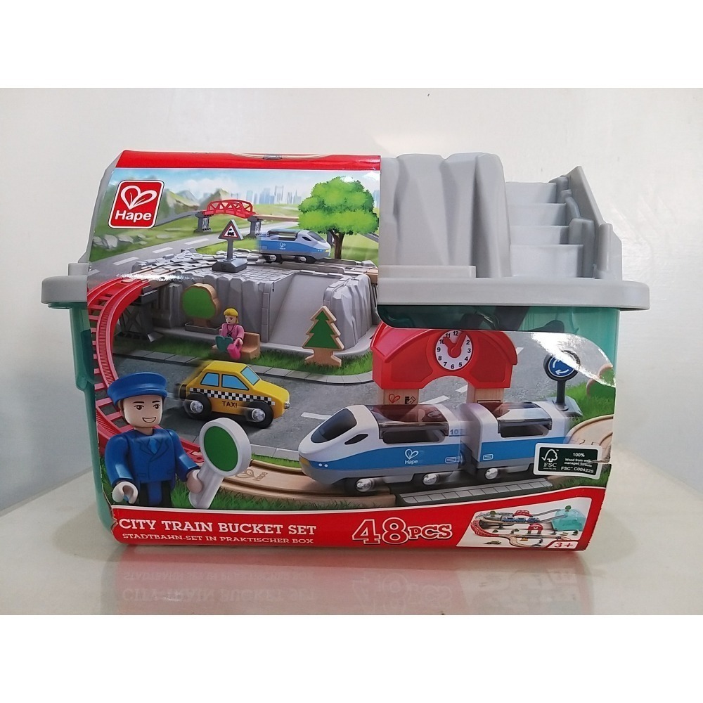 【築夢花世界】-COSTCO 好市多代購 Hape 城市街景軌道火車 48件組-細節圖2
