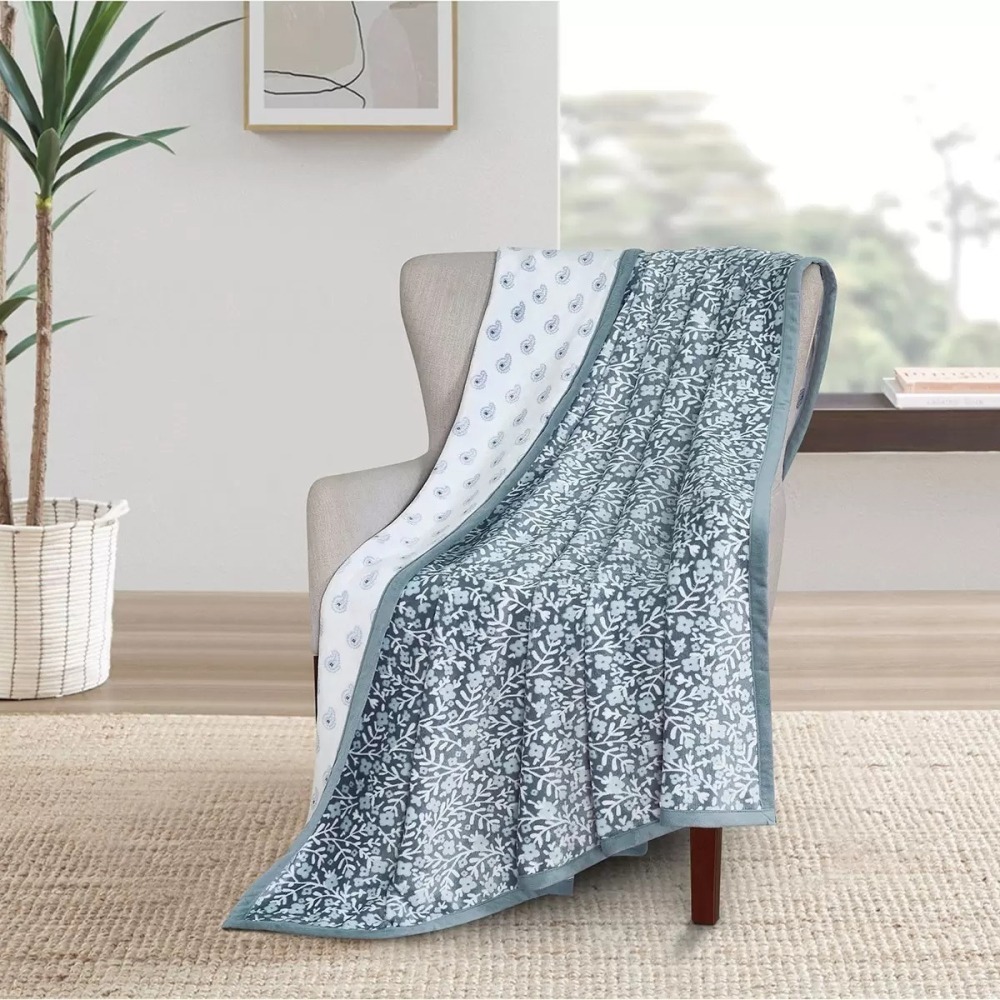 【築夢花世界】-COSTCO 好市多代購 Fraiche Maison 印花舒適毯 152X 177公分 緹花舒適毛毯-細節圖4