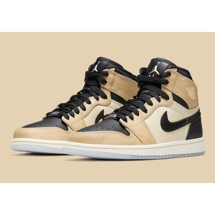 《Value》Air Jordan 1 Mid  Mushroom 黑色 卡其 珍珠奶茶 籃球鞋 AH7389-003-細節圖2