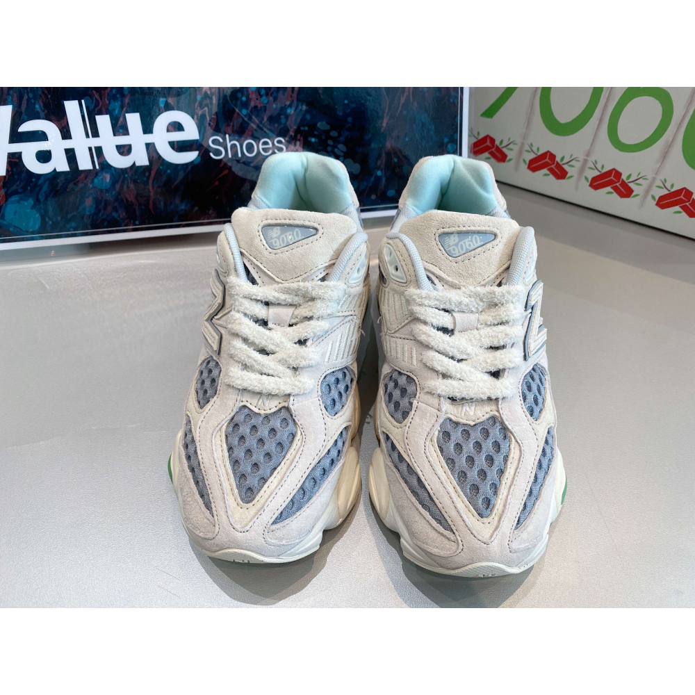 《Value》New Balance 9060 米白 白灰 藍綠 老爹鞋 增高 厚底 休閒 慢跑鞋 U9060BW1-細節圖4