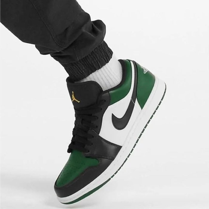 《Value》Jordan 1 Low Green Toe 黑綠 黑白 皮革 低筒 喬丹 籃球鞋 553558-371-細節圖2