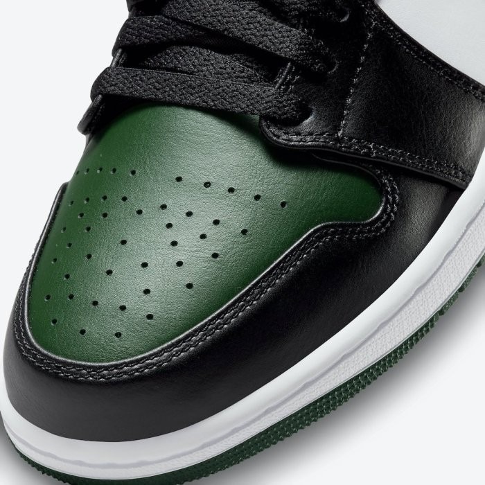 《Value》Jordan 1 Low Green Toe 黑綠 黑白 皮革 低筒 喬丹 籃球鞋 553558-371-細節圖4