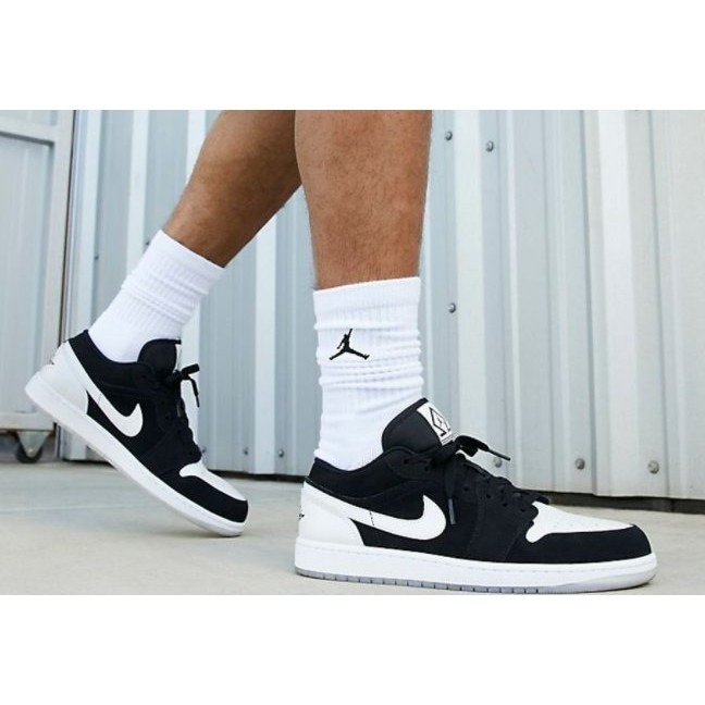 《Value》NIKE Air Jordan 1 黑白 熊貓 低筒 鑽石 喬丹 滑板鞋 籃球鞋 DH6931-001-細節圖2