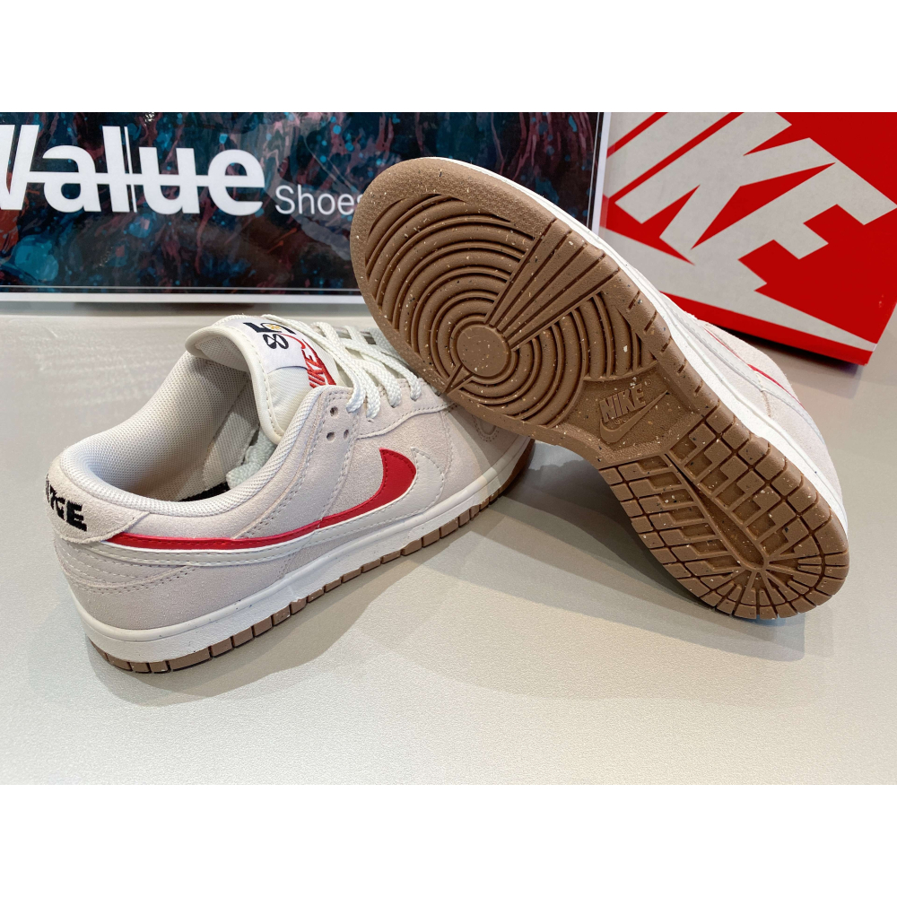 《Value》NIKE SB Dunk Low 85 灰色 白灰 紅勾 麂皮 低筒滑板鞋 DO9457-100-細節圖6