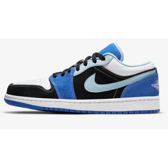 《Value》Jordan 1 Low 黑藍 黑白 拼接 籃球鞋 滑板鞋 低筒 AJ1 情侶鞋 DH0206-400-細節圖2