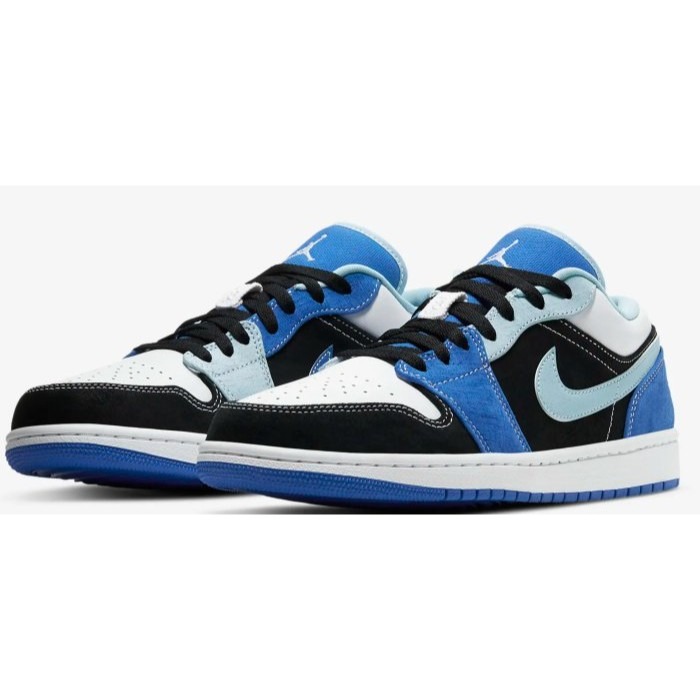 《Value》Jordan 1 Low 黑藍 黑白 拼接 籃球鞋 滑板鞋 低筒 AJ1 情侶鞋 DH0206-400-細節圖6