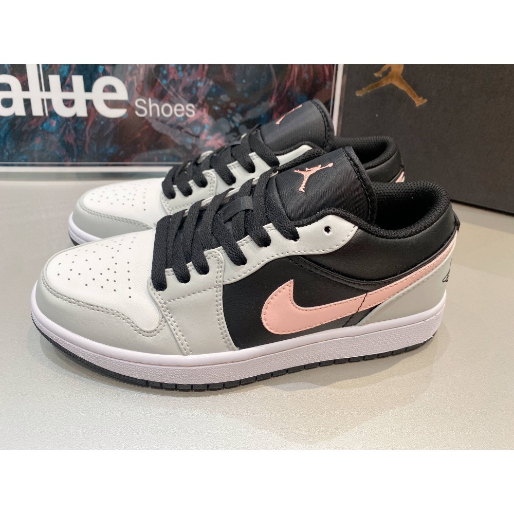 《Value》NIKE Air Jordan 1 AJ1 灰粉 黑灰 低筒 喬丹 穿搭 情侶鞋 553558-062-細節圖2