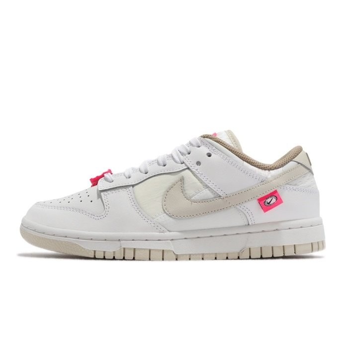 《Value》Nike Dunk Low 白色 白粉 奶茶 桃紅色 卡其 粉扣 低筒 滑板鞋 女鞋 DX6060-121-細節圖4