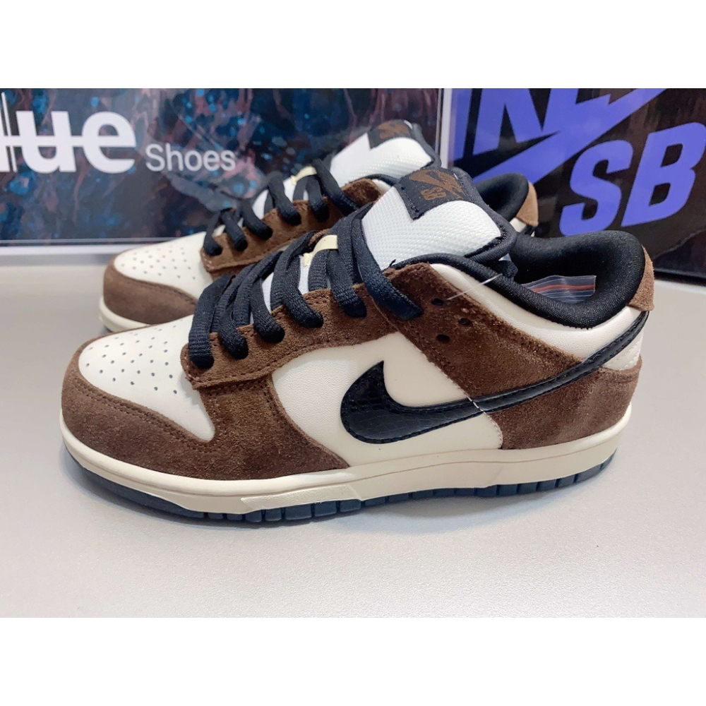 《Value》Nike DUNK 白色 咖啡 摩卡 棕色 黑勾 麂皮 滑板鞋 休閒鞋 穿搭 百搭 304292-102-細節圖2