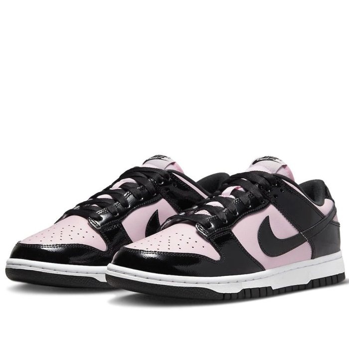 《Value》NIKE DUNK Low 黑色 黑粉 漆皮 亮面 經典 防滑 耐磨 滑板鞋 DJ9955-600-細節圖2