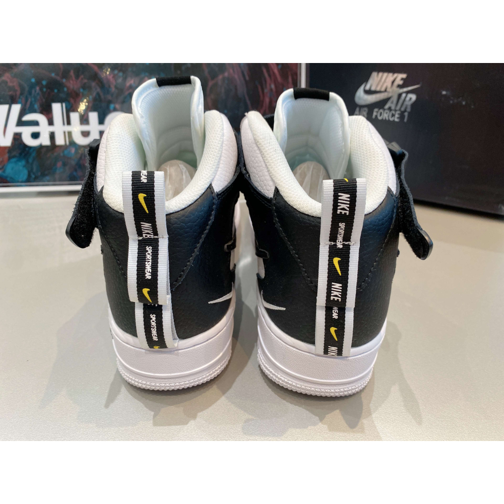 《Value》Nike Air Force 1 白色 黑白 高筒 荔枝皮 魔鬼氈 穿搭 情侶鞋 804609-103-細節圖3