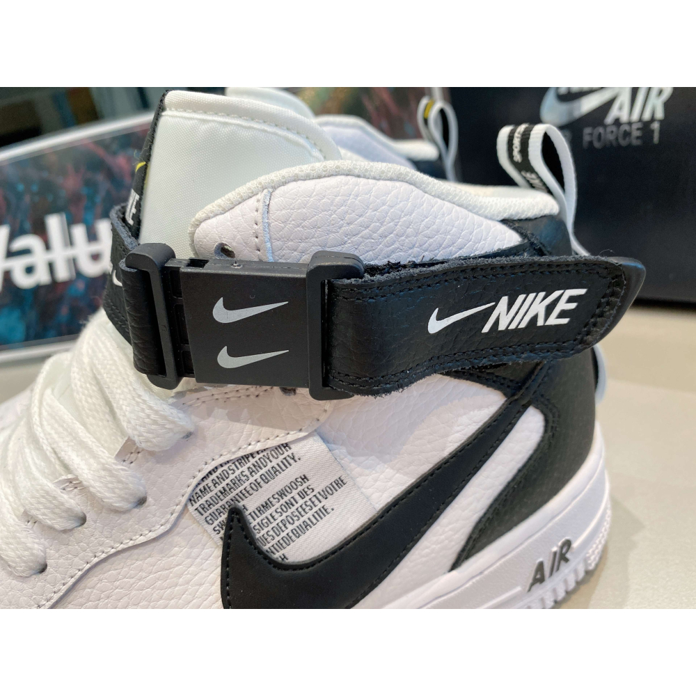 《Value》Nike Air Force 1 白色 黑白 高筒 荔枝皮 魔鬼氈 穿搭 情侶鞋 804609-103-細節圖5