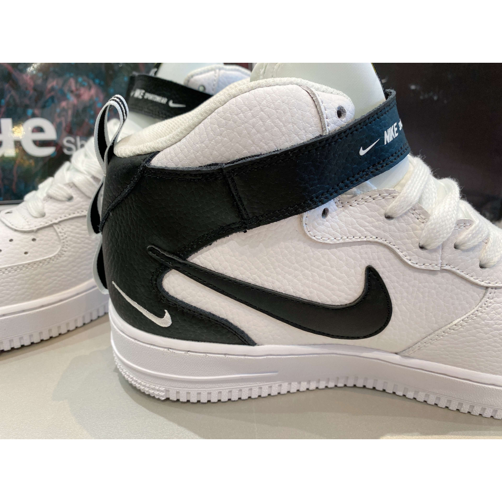 《Value》Nike Air Force 1 白色 黑白 高筒 荔枝皮 魔鬼氈 穿搭 情侶鞋 804609-103-細節圖6