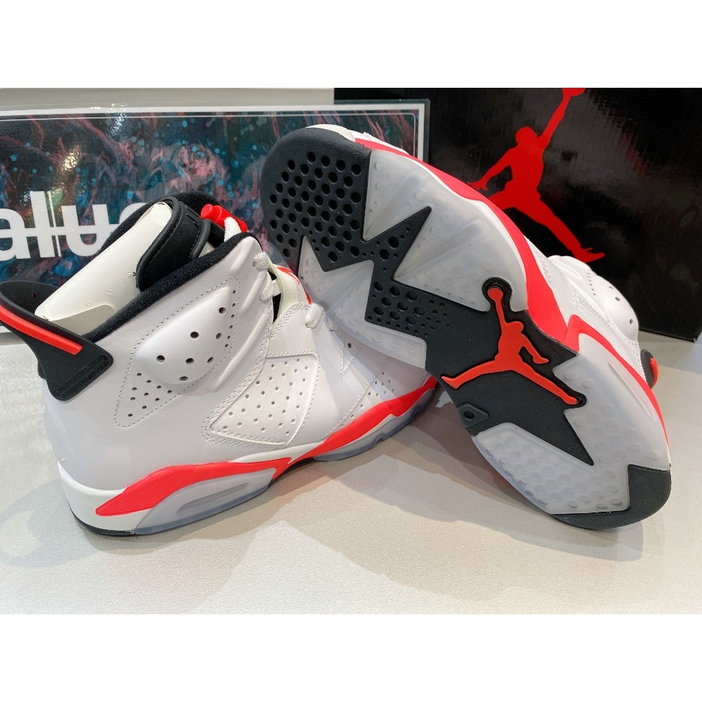 《Value》NIKE AIR JORDAN 6 白紅 櫻木花道 氣墊 高筒 穿搭 男鞋 籃球鞋 384664-123-細節圖5