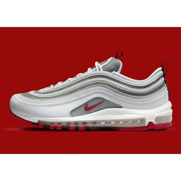 《Value》Nike Air Max 97 白銀 白紅 子彈 氣墊 運動 休閒鞋 慢跑鞋 男女 DM0027-100-細節圖2
