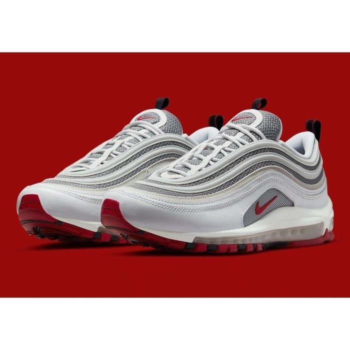 《Value》Nike Air Max 97 白銀 白紅 子彈 氣墊 運動 休閒鞋 慢跑鞋 男女 DM0027-100-細節圖4