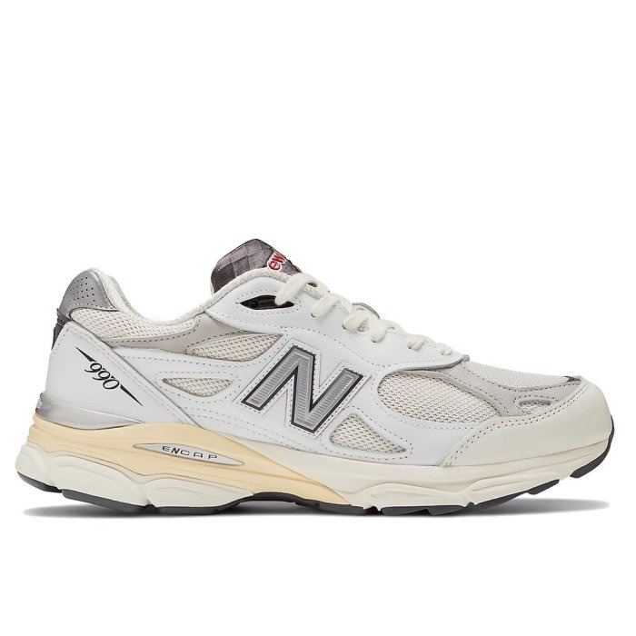 《Value》New Balance 990 白色 白灰 復古 透氣 皮革 慢跑鞋 休閒鞋 M990AL3-細節圖2