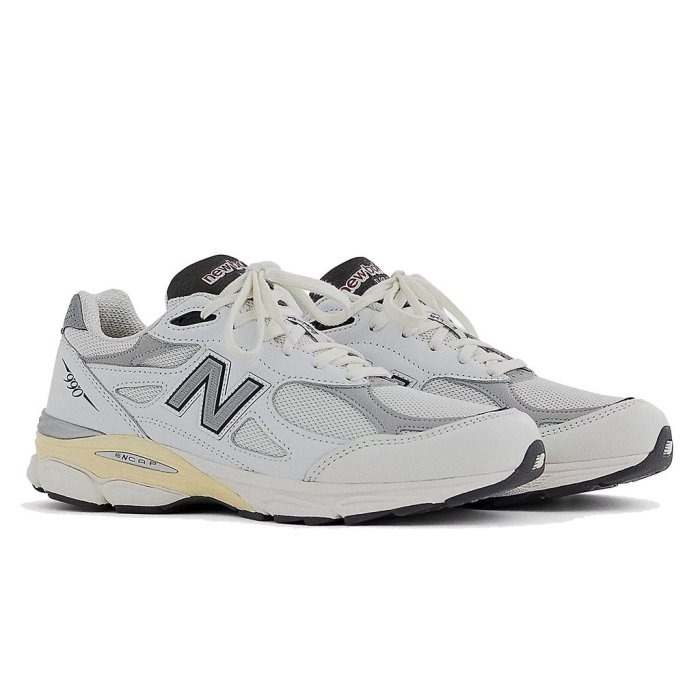 《Value》New Balance 990 白色 白灰 復古 透氣 皮革 慢跑鞋 休閒鞋 M990AL3-細節圖3