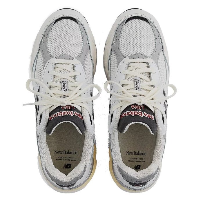 《Value》New Balance 990 白色 白灰 復古 透氣 皮革 慢跑鞋 休閒鞋 M990AL3-細節圖4