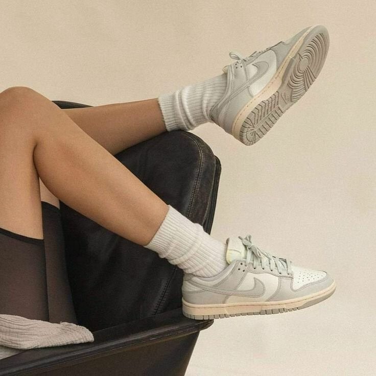 nike dunk low sail light bone on feet