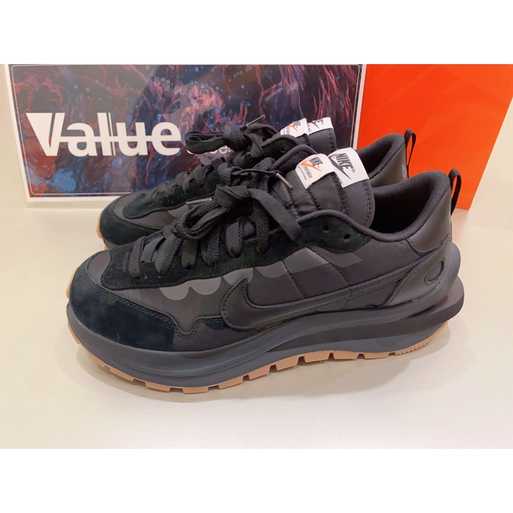 《Value》Sacai X Nike Vaporwaffle 黑色 全黑 膠底 解構 休閒鞋 DD1875-001-細節圖2