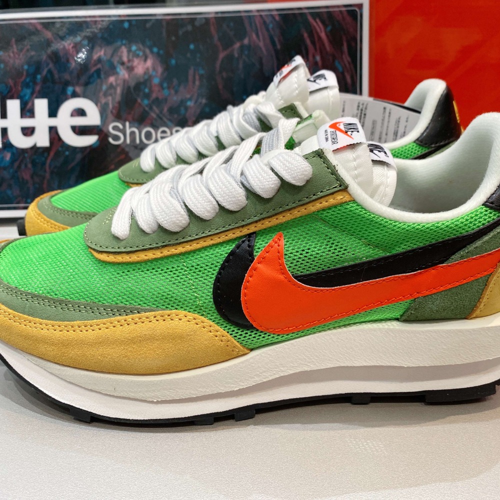 《Value》Sacai x Nike LDV Waffle 黃綠 雙勾 解構 復古 慢跑鞋 BV0073-300-細節圖2