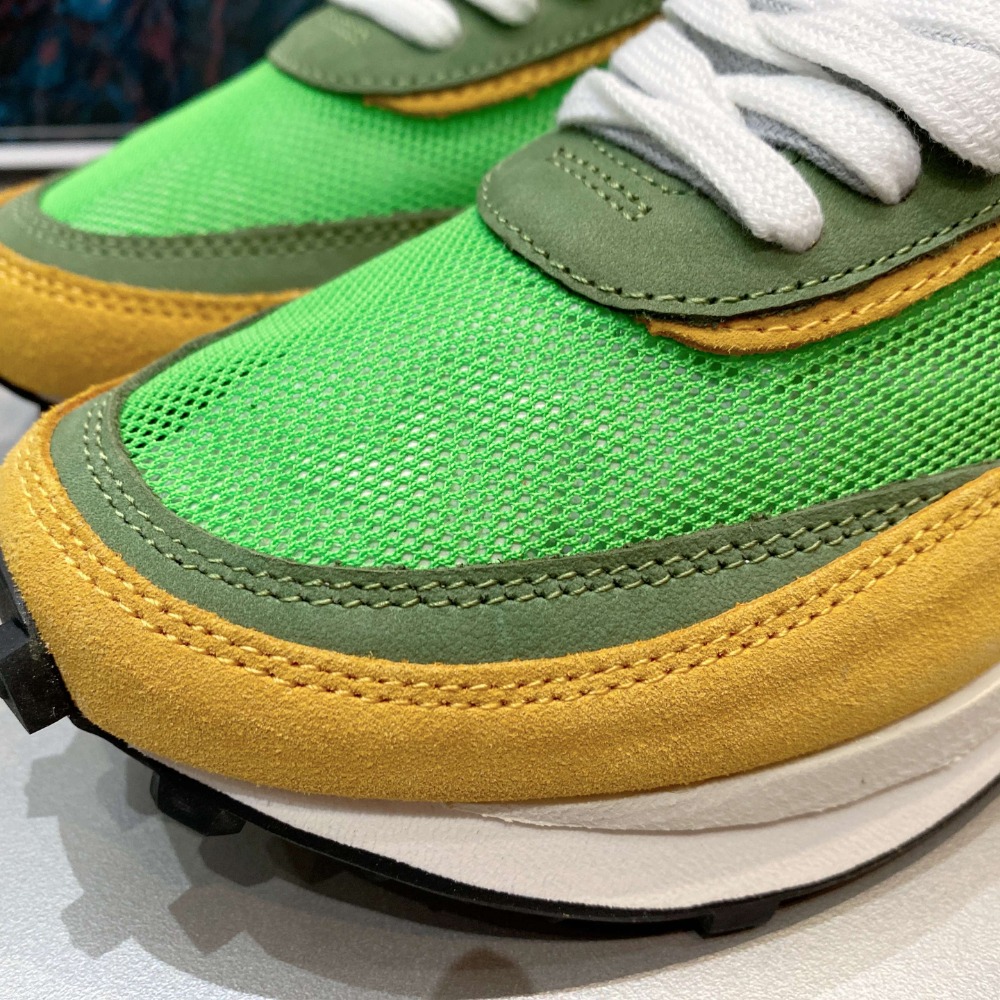 《Value》Sacai x Nike LDV Waffle 黃綠 雙勾 解構 復古 慢跑鞋 BV0073-300-細節圖6