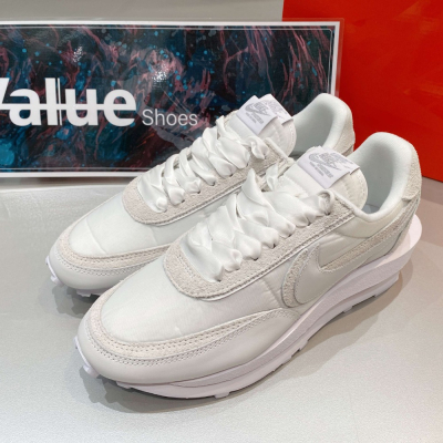 《Value》Nike LDV WAFFLE X SACAI 解構 全白 白色 尼龍布 綢緞 麂皮 BV0073-101