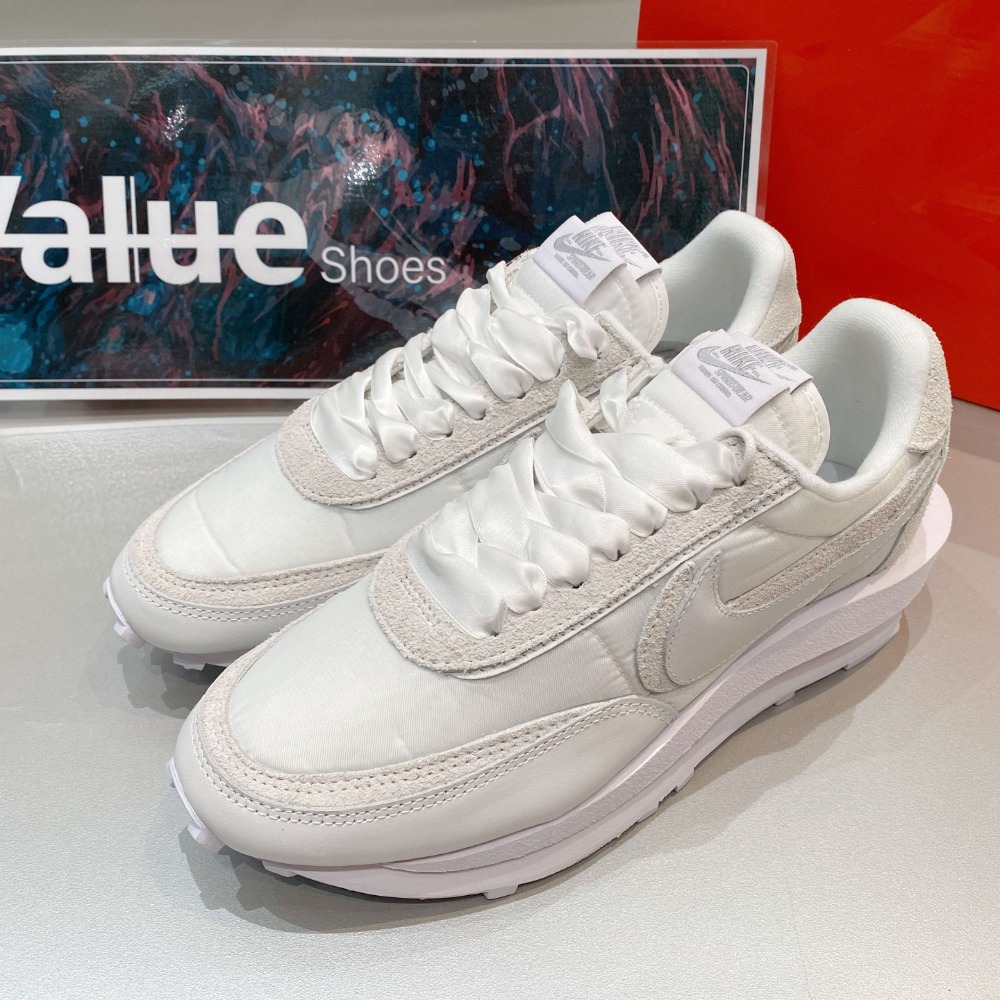 Value》Nike LDV WAFFLE X SACAI 解構全白白色尼龍布綢緞麂皮BV0073